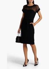 Oscar de la Renta - Belted chiffon-paneled wool-blend bouclé dress - Black - US 10