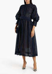 Oscar de la Renta - Belted cotton guipure lace midi dress - Blue - US 8