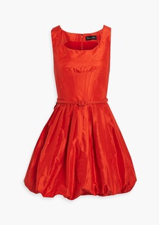 Oscar de la Renta - Belted silk-taffeta mini dress - Red - US 6