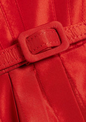 Oscar de la Renta - Belted silk-taffeta mini dress - Red - US 12