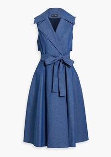 Oscar de la Renta - Belted wrap-effect denim midi dress - Blue - US 2