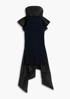 Oscar de la Renta - Strapless bow-embellished silk-taffeta and stretch-knit dress - Blue - US 2