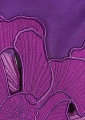 Oscar de la Renta - Broderie anglaise-trimmed cotton-blend faille mini dress - Purple - US 0