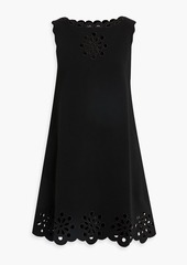 Oscar de la Renta - Broderie anglaise knitted mini dress - Black - XS