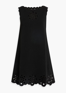 Oscar de la Renta - Broderie anglaise knitted mini dress - Black - XS