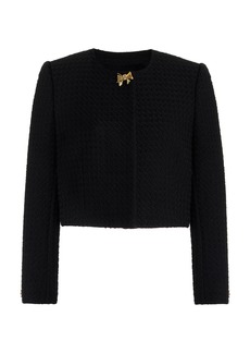 Oscar de la Renta - Button-Detailed Wool-Tweed Jacket - Black - US 12 - Moda Operandi