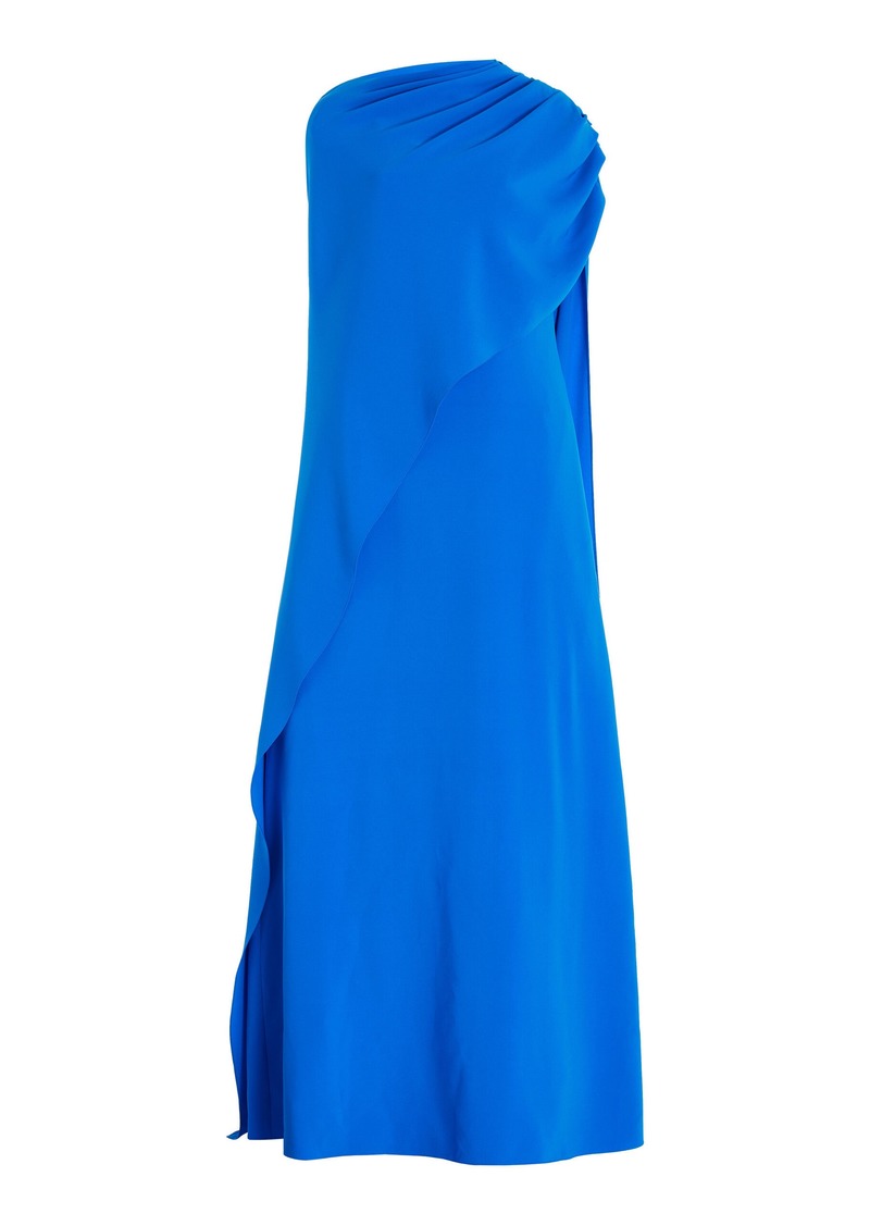 Oscar de la Renta - Cape-Detailed Silk-Blend Gown - Blue - L - Moda Operandi