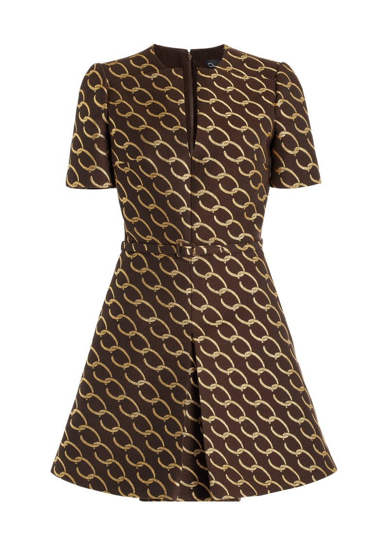 Oscar de la Renta - Chain-Printed Jacquard Mini Dress - Brown - US 00 - Moda Operandi