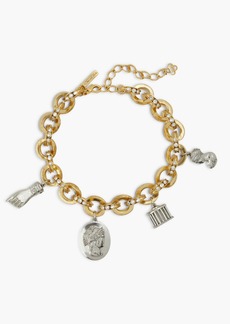 Oscar de la Renta - Charm silver and gold-tone crystal necklace - Metallic - OneSize