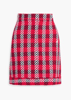 Oscar de la Renta - Checked cotton-blend tweed mini skirt - Red - US 0