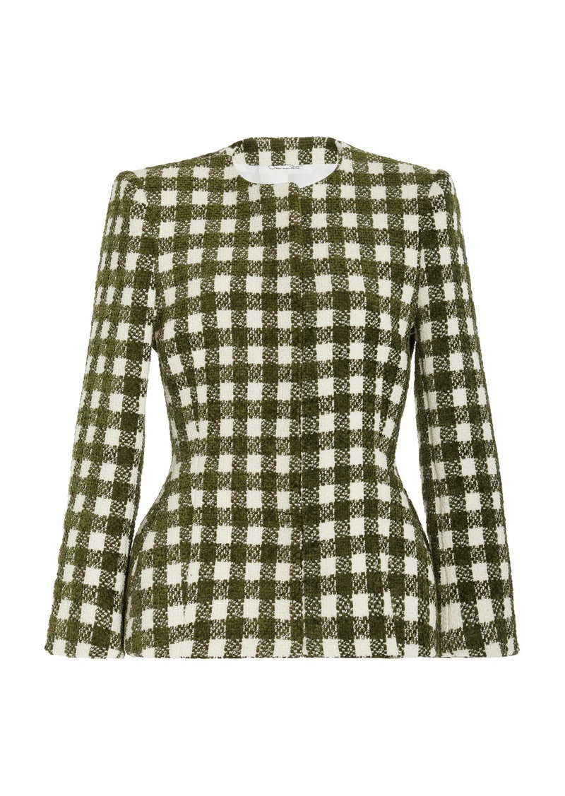 Oscar de la Renta - Checkered Chenille-Tweed Jacket - Green - US 6 - Moda Operandi