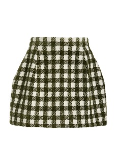 Oscar de la Renta - Checkered Chenille-Tweed Mini Skirt - Green - US 6 - Moda Operandi