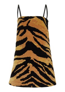 Oscar de la Renta - Chenille Tiger-Jacquard Mini Dress - Animal - US 12 - Moda Operandi