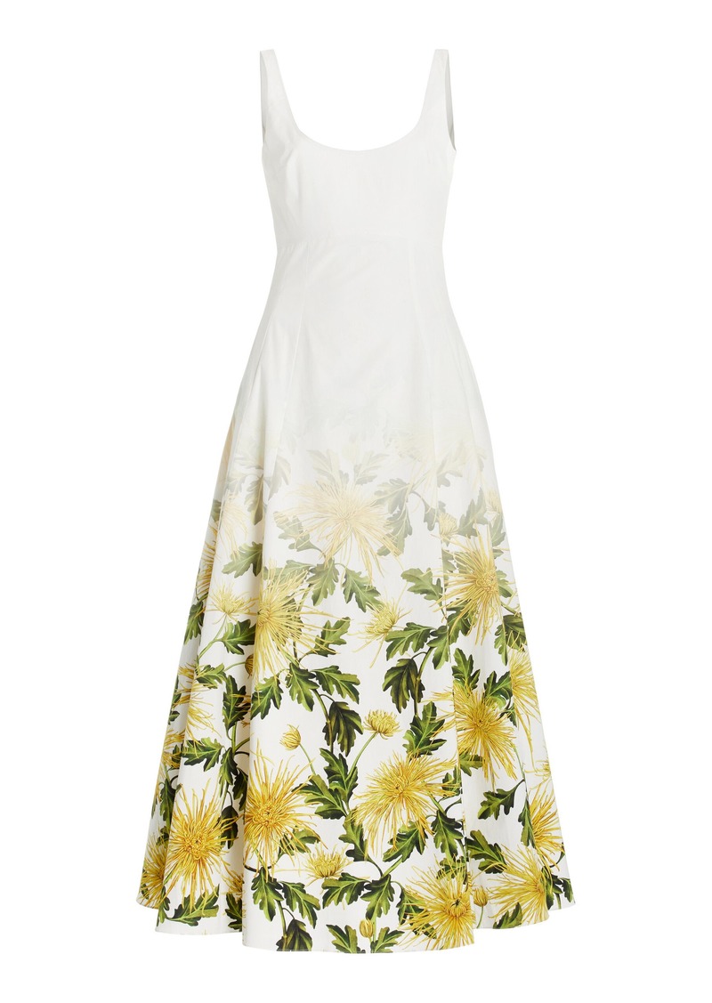 Oscar de la Renta - Chrysanthemum Fade Cotton-Poplin Maxi Dress - Floral - US 0 - Moda Operandi