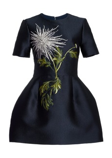 Oscar de la Renta - Chrysanthemum-Jacquard Mini Dress - Navy - US 00 - Moda Operandi