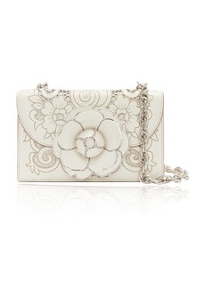 Oscar de la Renta - Classic Tro Laser Flower Cutout Leather Shoulder Bag - White - OS - Moda Operandi