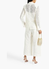 Oscar de la Renta - Cropped cotton-blend guipure lace wide-leg pants - White - US 10