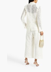 Oscar de la Renta - Cropped cotton-blend guipure lace wide-leg pants - White - US 8