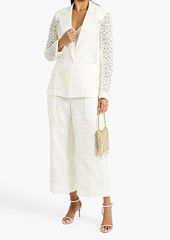 Oscar de la Renta - Cropped cotton-blend guipure lace wide-leg pants - White - US 10