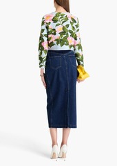 Oscar de la Renta - Cropped jacquard-knit cardigan - Blue - S