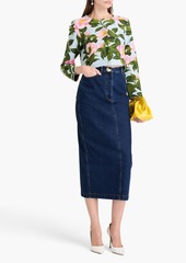 Oscar de la Renta - Cropped jacquard-knit cardigan - Blue - S