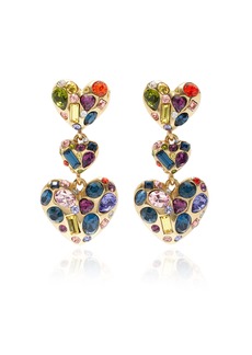 Oscar de la Renta - Crystal-Embellished Gold-Tone Heart Earrings - Multi - OS - Moda Operandi - Gifts For Her