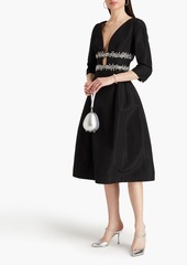 Oscar de la Renta - Crystal-embellished silk-taffeta midi dress - Black - US 2