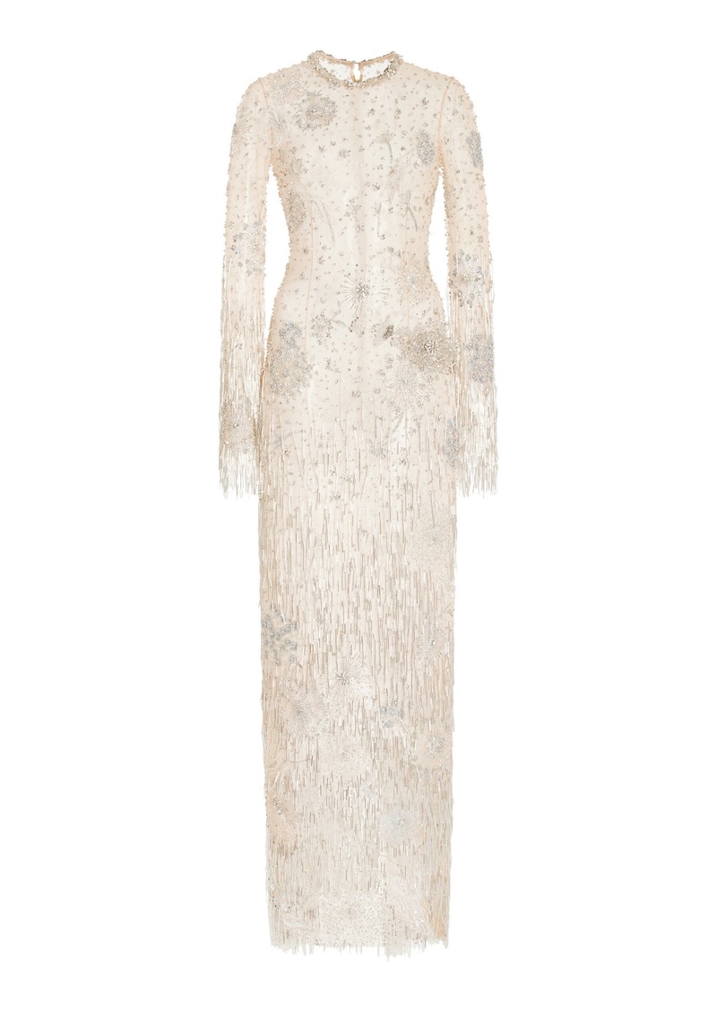 Oscar de la Renta - Crystal-Embroidered Gown - Silver - US 0 - Moda Operandi