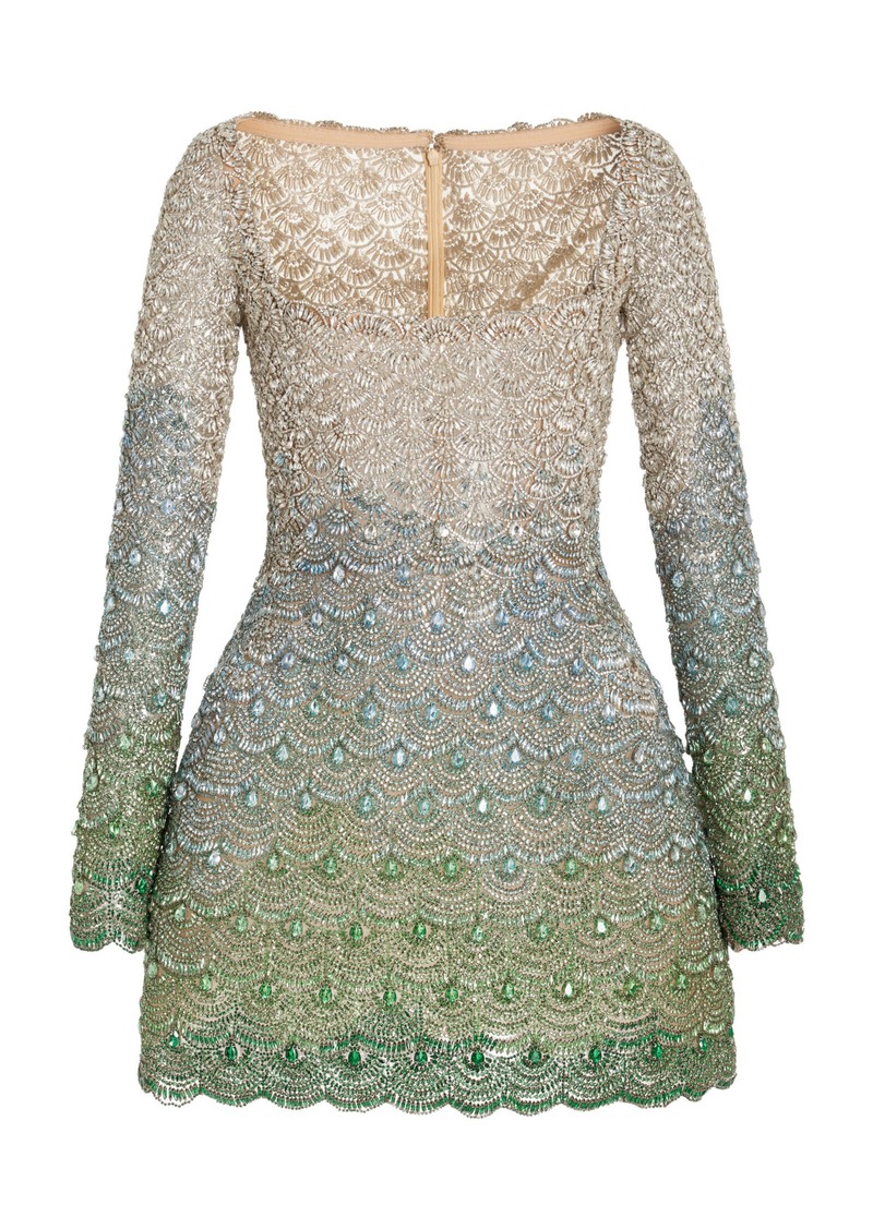 Oscar de la Renta - Crystal-Embroidered Mini Dress - Green - US 4 - Moda Operandi