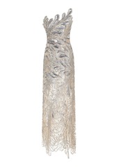 Oscar de la Renta - Crystal-Embroidered Tulle Gown - Silver - US 0 - Moda Operandi