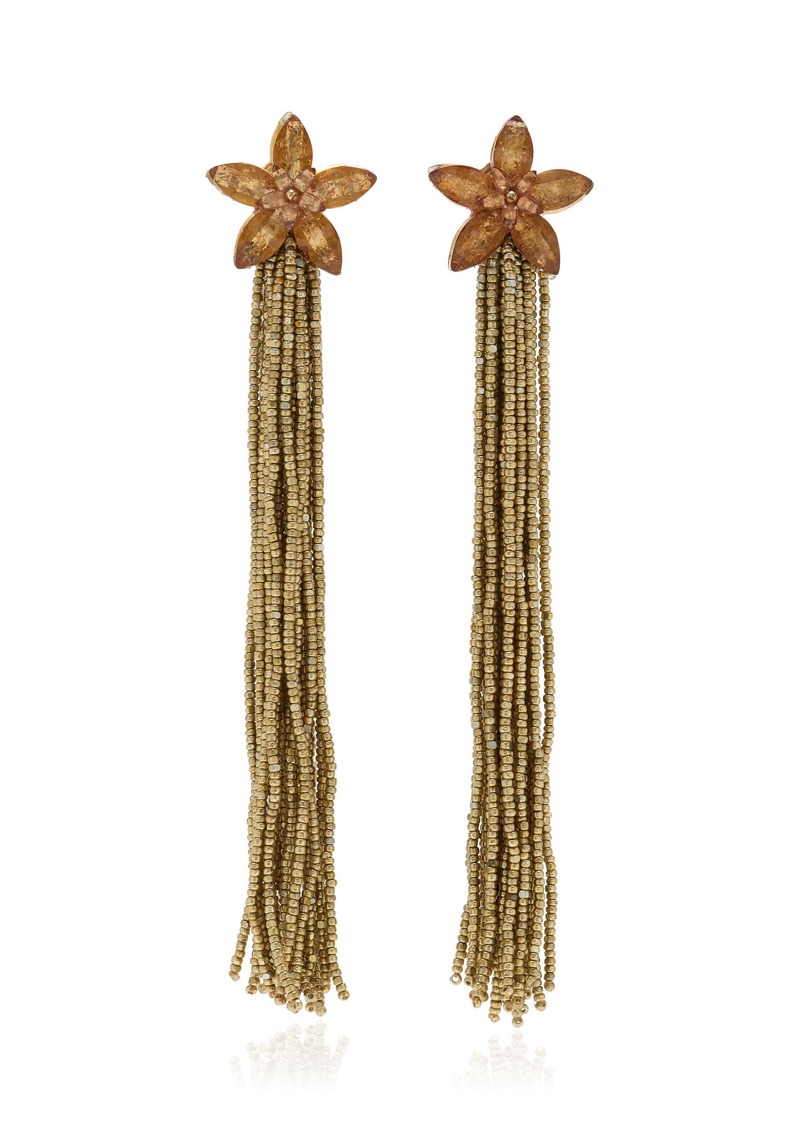 Oscar de la Renta - Crystal Fringe Flower Earrings - Gold - OS - Moda Operandi - Gifts For Her