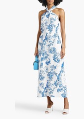 Oscar de la Renta - Cutout floral-print cotton-blend crepe maxi dress - Blue - US 4