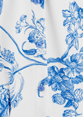 Oscar de la Renta - Cutout floral-print cotton-blend crepe maxi dress - Blue - US 4