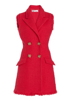 Oscar de la Renta - Double-Breasted Boucle Tweed Blazer Dress - Red - US 6 - Moda Operandi