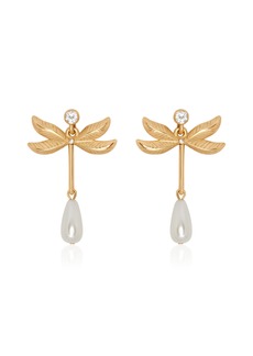 Oscar de la Renta - Double Wing Dragonfly Pewter and Pearl Earrings - Gold - OS - Moda Operandi - Gifts For Her