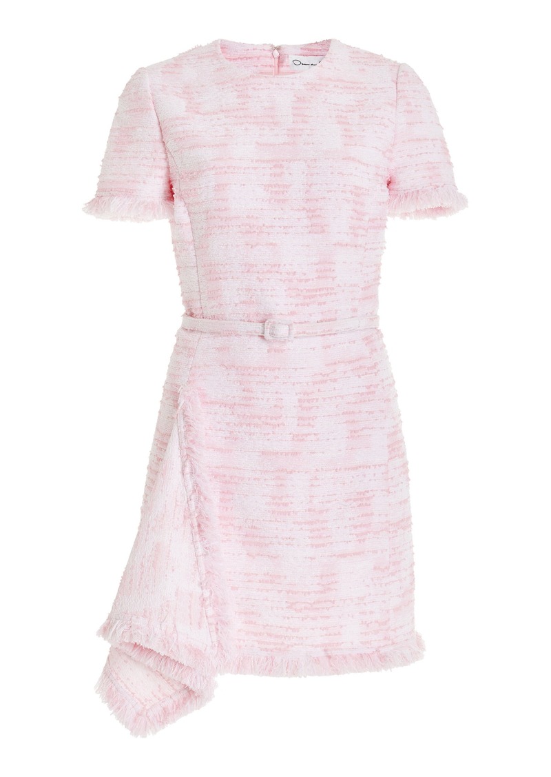 Oscar de la Renta - Drape-Hem Tweed Mini Dress - Light Pink - US 14 - Moda Operandi