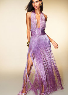 Oscar de la Renta - Draped Beaded Gown - Purple - US 2 - Moda Operandi