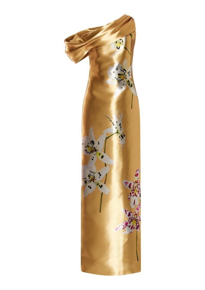 Oscar de la Renta - Draped Satin Column Gown - Gold - US 6 - Moda Operandi