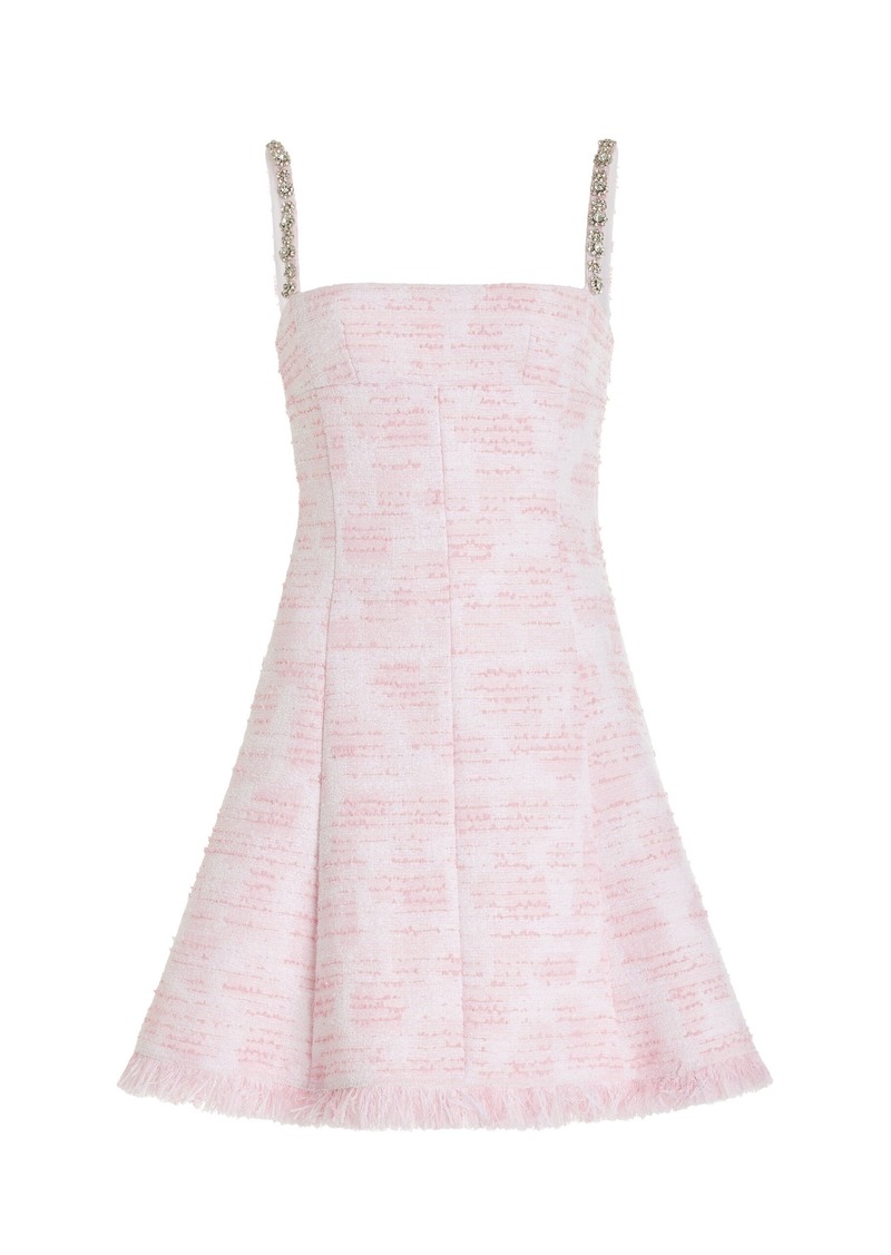 Oscar de la Renta - Embellished Tweed Mini Dress - Light Pink - US 2 - Moda Operandi