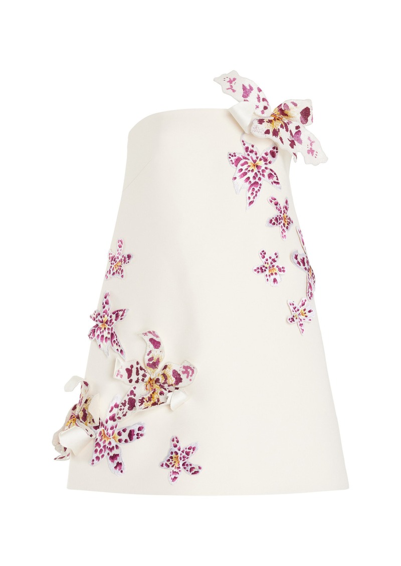 Oscar de la Renta - Embellished Wool-Silk Mini Dress - Ivory - US 00 - Moda Operandi