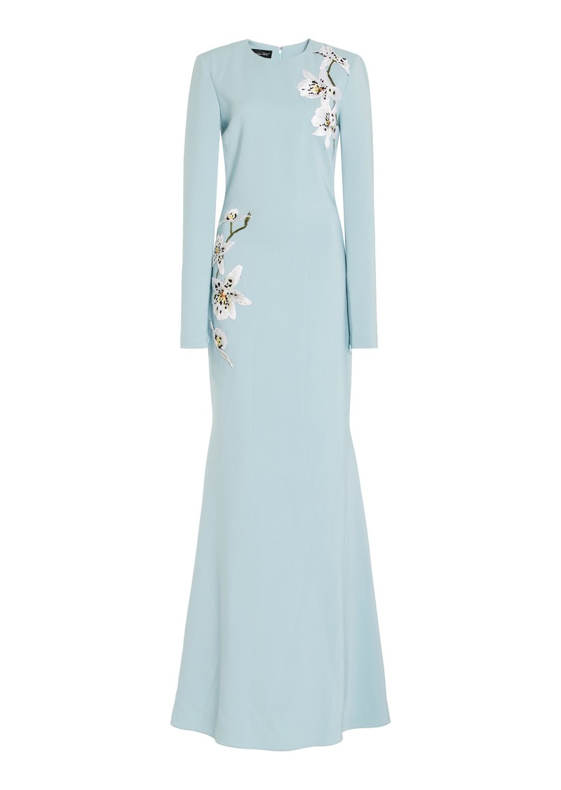 Oscar de la Renta - Embroidered Cady Gown - Light Blue - US 6 - Moda Operandi