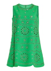 Oscar de la Renta - Embroidered Cotton-Blend Mini Dress - Green - US 8 - Moda Operandi