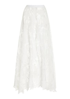 Oscar de la Renta - Embroidered Guipure Lace Midi Skirt - White - US 4 - Moda Operandi