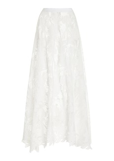 Oscar de la Renta - Embroidered Guipure Lace Midi Skirt - White - US 2 - Moda Operandi