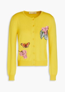 Oscar de la Renta - Embroidered wool cardigan - Yellow - XL