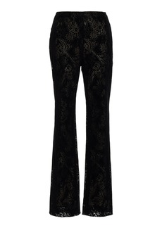 Oscar de la Renta - Flocked Floral Lace Straight-Leg Pants - Black - US 6 - Moda Operandi