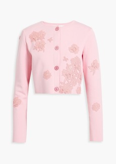 Oscar de la Renta - Floral-appliquéd knitted cardigan - Pink - XL