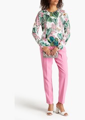 Oscar de la Renta - Floral-print cotton-blend cardigan - Green - L