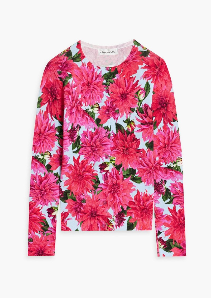 Oscar de la Renta - Floral-print cotton-blend cardigan - Pink - S