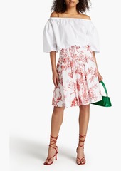 Oscar de la Renta - Floral-print cotton-voile skirt - Red - US 10